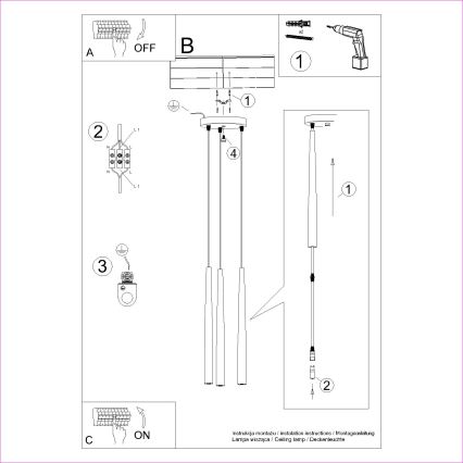 Lustra ar auklu BLISS 3xG9/8W/230V melna