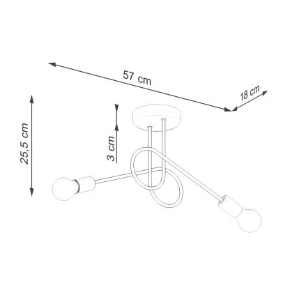 Virsapmetuma lustra LOOP 2xE27/15W/230V balta