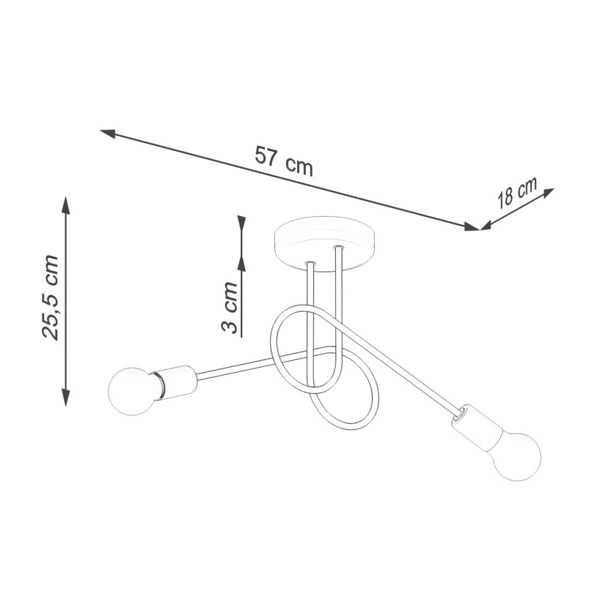 Virsapmetuma lustra LOOP 2xE27/15W/230V balta