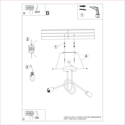 Virsapmetuma lustra LOOP 2xE27/15W/230V balta