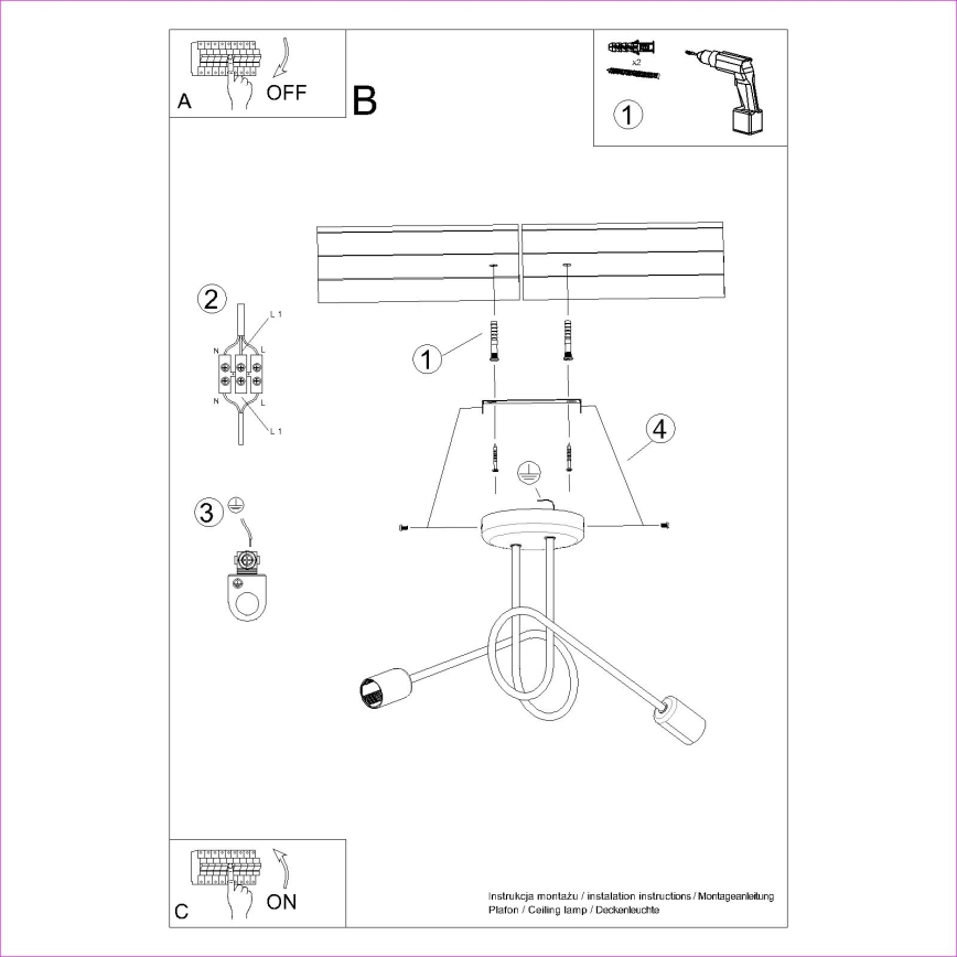 Virsapmetuma lustra LOOP 2xE27/15W/230V balta