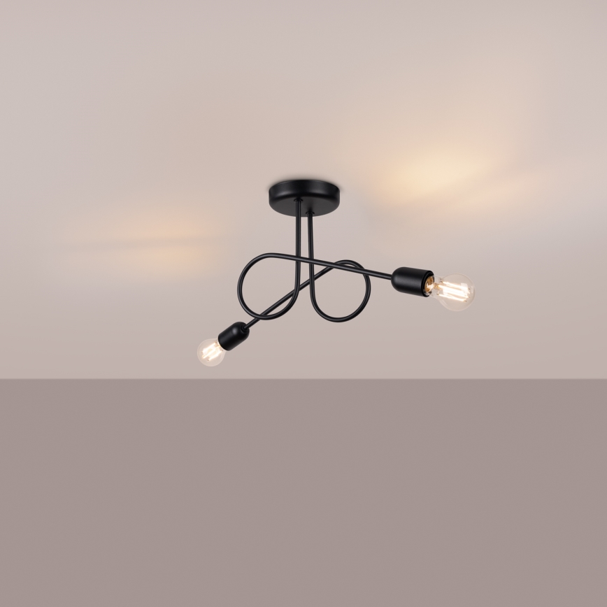 Virsapmetuma lustra LOOP 2xE27/15W/230V melna