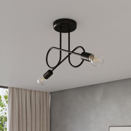 Virsapmetuma lustra LOOP 2xE27/15W/230V melna