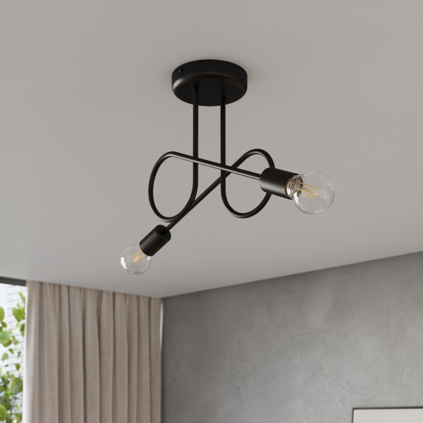 Virsapmetuma lustra LOOP 2xE27/15W/230V melna