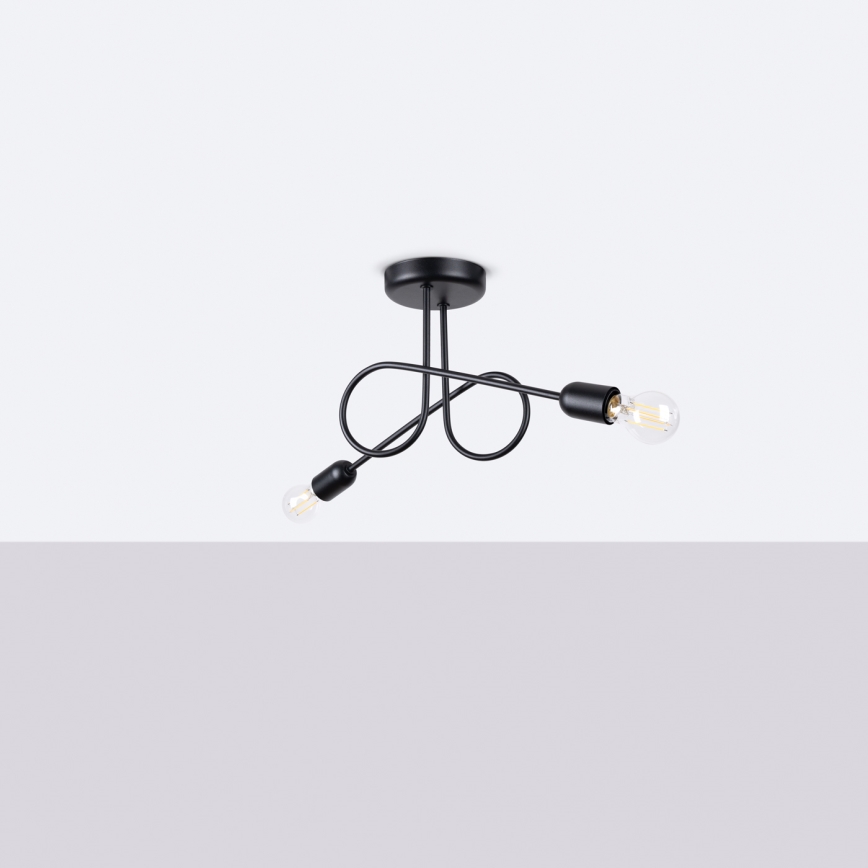Virsapmetuma lustra LOOP 2xE27/15W/230V melna