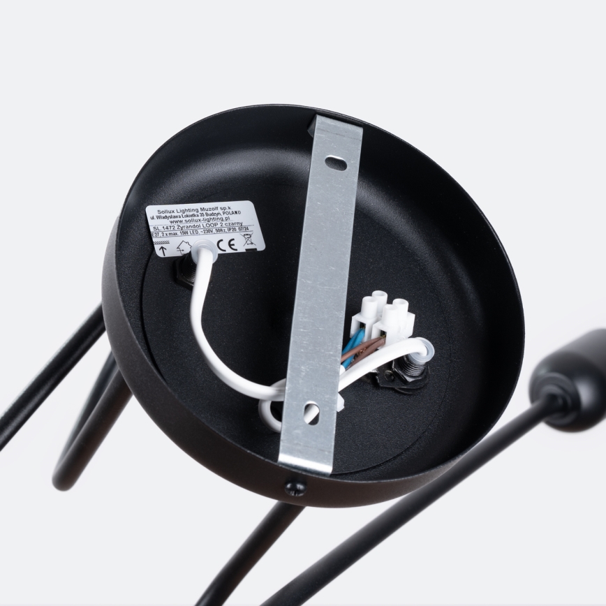 Virsapmetuma lustra LOOP 2xE27/15W/230V melna