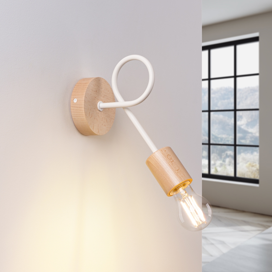 Sienas lampa EMBER 1xE27/15W/230V balta/bēša/dižskābardis