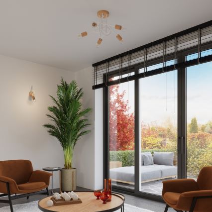 Sienas lampa EMBER 1xE27/15W/230V balta/bēša/dižskābardis