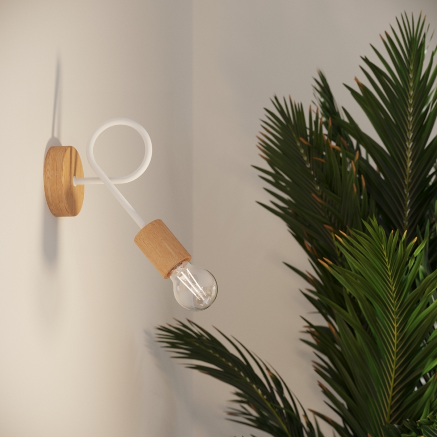 Sienas lampa EMBER 1xE27/15W/230V balta/bēša/dižskābardis