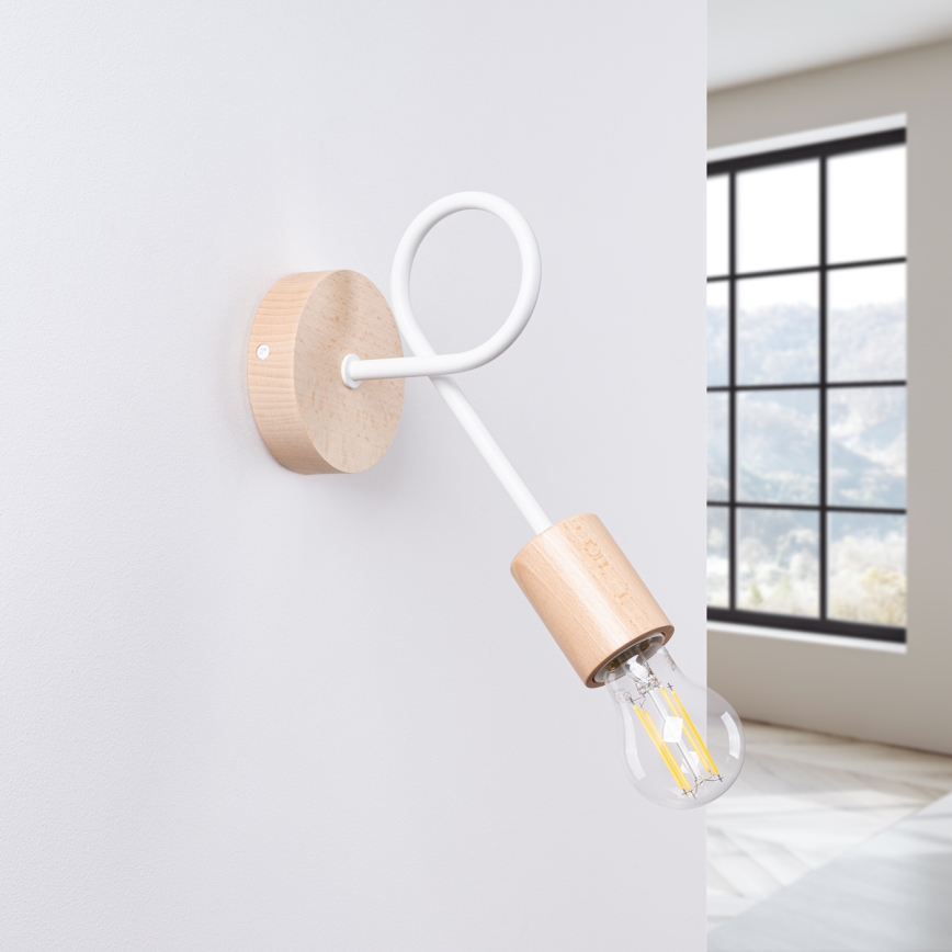 Sienas lampa EMBER 1xE27/15W/230V balta/bēša/dižskābardis
