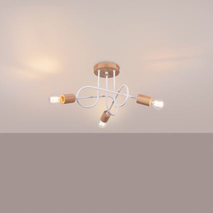 Virsapmetuma lustra EMBER 3xE27/15W/230V balta/bēša/dižskābardis
