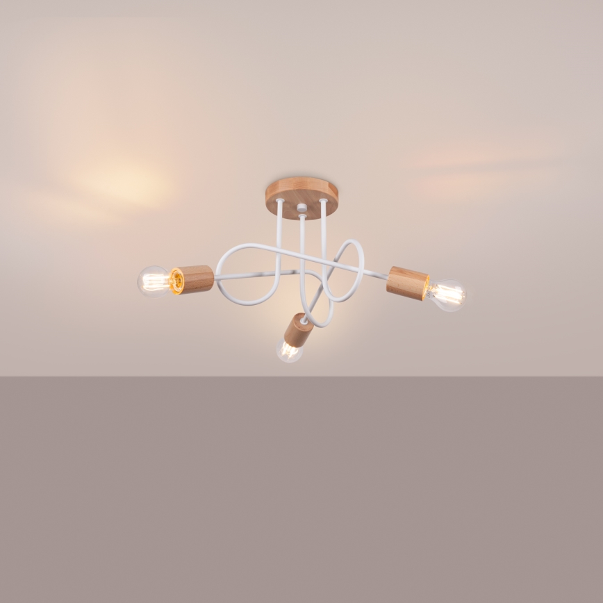 Virsapmetuma lustra EMBER 3xE27/15W/230V balta/bēša/dižskābardis