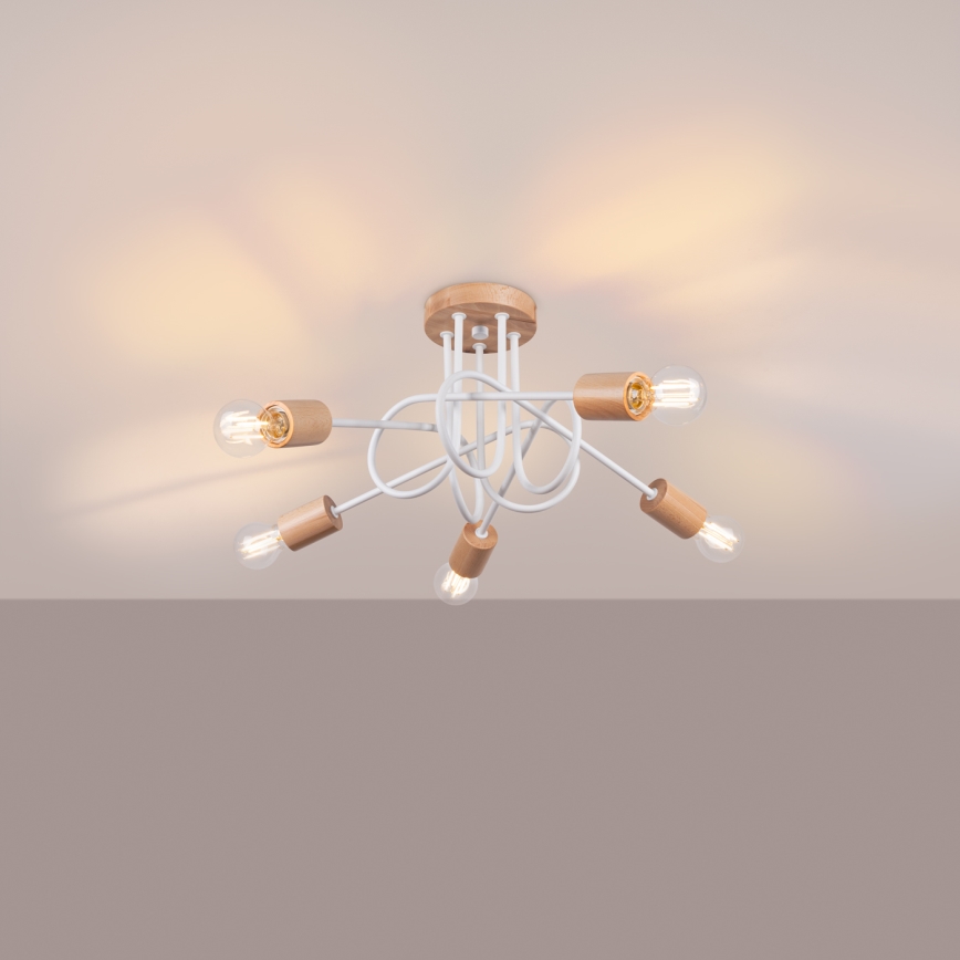 Virsapmetuma lustra EMBER 5xE27/15W/230V balta/bēša/dižskābardis