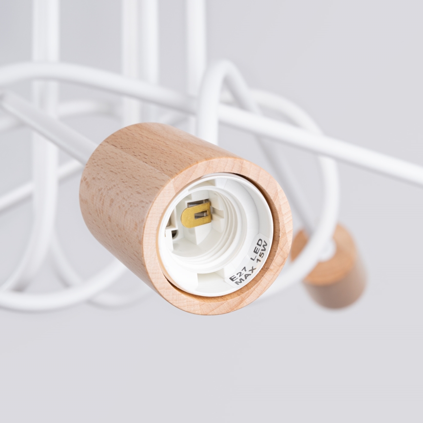 Virsapmetuma lustra EMBER 5xE27/15W/230V balta/bēša/dižskābardis