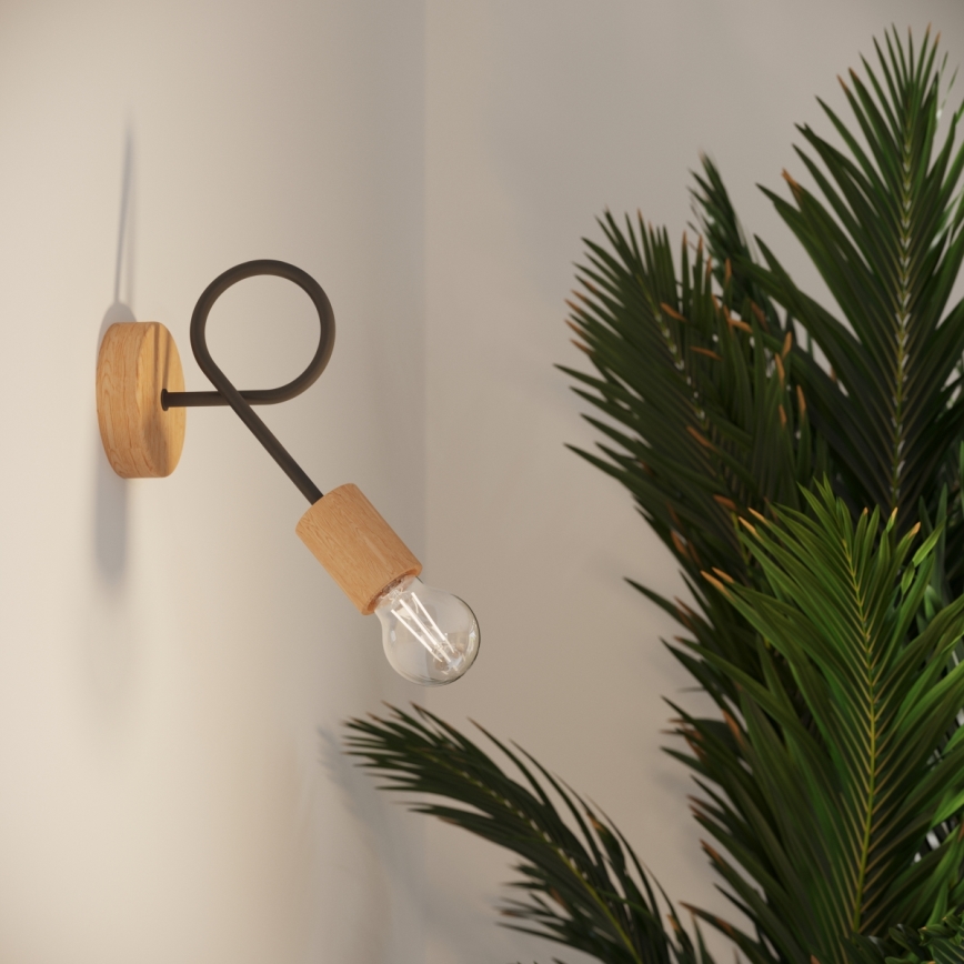 Sienas lampa EMBER 1xE27/15W/230V melna/bēša/dižskābardis