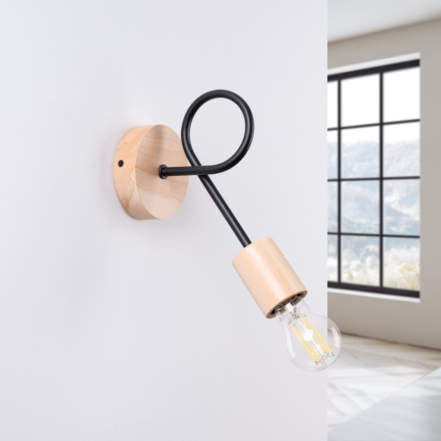 Sienas lampa EMBER 1xE27/15W/230V melna/bēša/dižskābardis