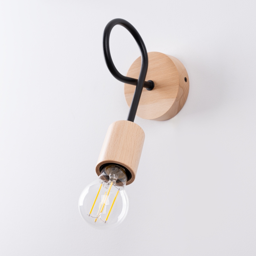 Sienas lampa EMBER 1xE27/15W/230V melna/bēša/dižskābardis