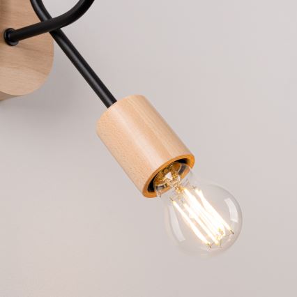 Sienas lampa EMBER 1xE27/15W/230V melna/bēša/dižskābardis