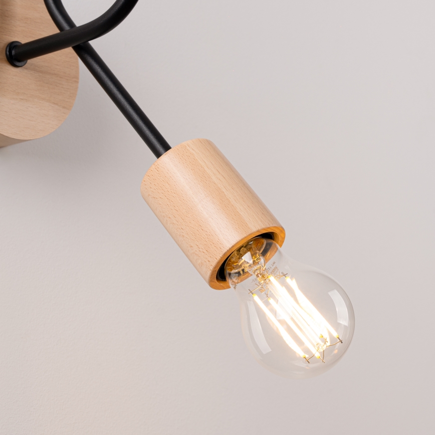 Sienas lampa EMBER 1xE27/15W/230V melna/bēša/dižskābardis