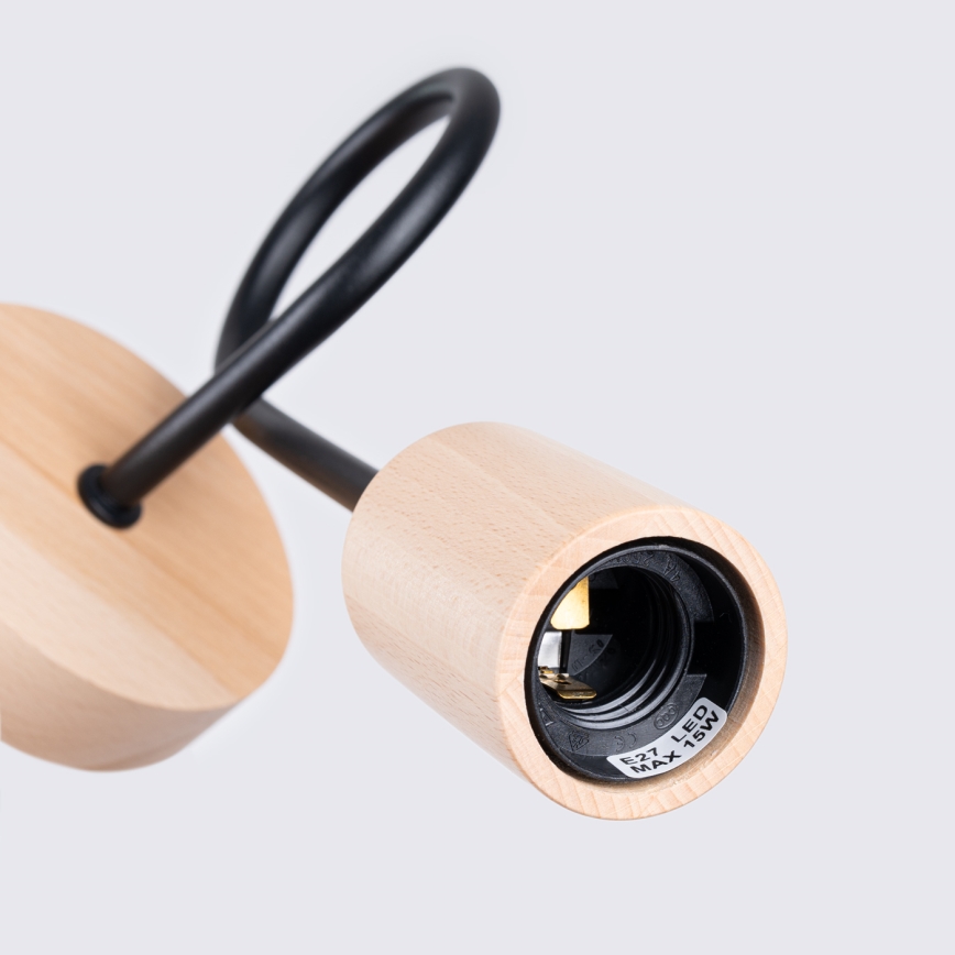 Sienas lampa EMBER 1xE27/15W/230V melna/bēša/dižskābardis
