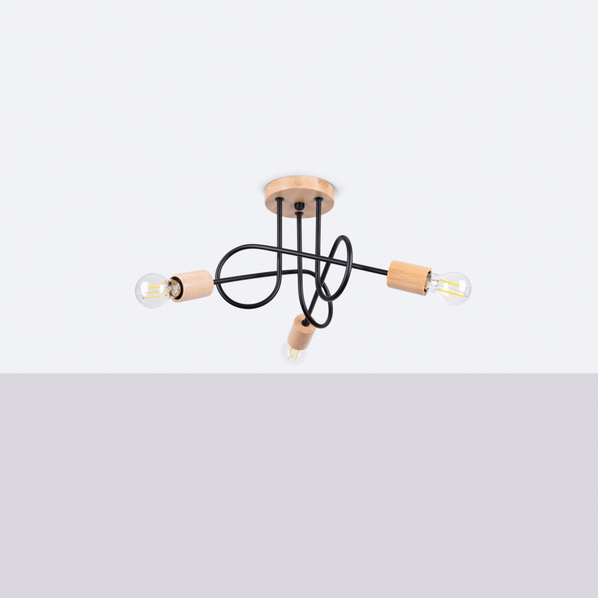 Virsapmetuma lustra EMBER 3xE27/15W/230V melna/bēša/dižskābardis