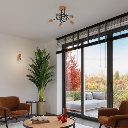 Virsapmetuma lustra EMBER 5xE27/15W/230V melna/bēša/dižskābardis
