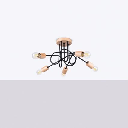 Virsapmetuma lustra EMBER 5xE27/15W/230V melna/bēša/dižskābardis