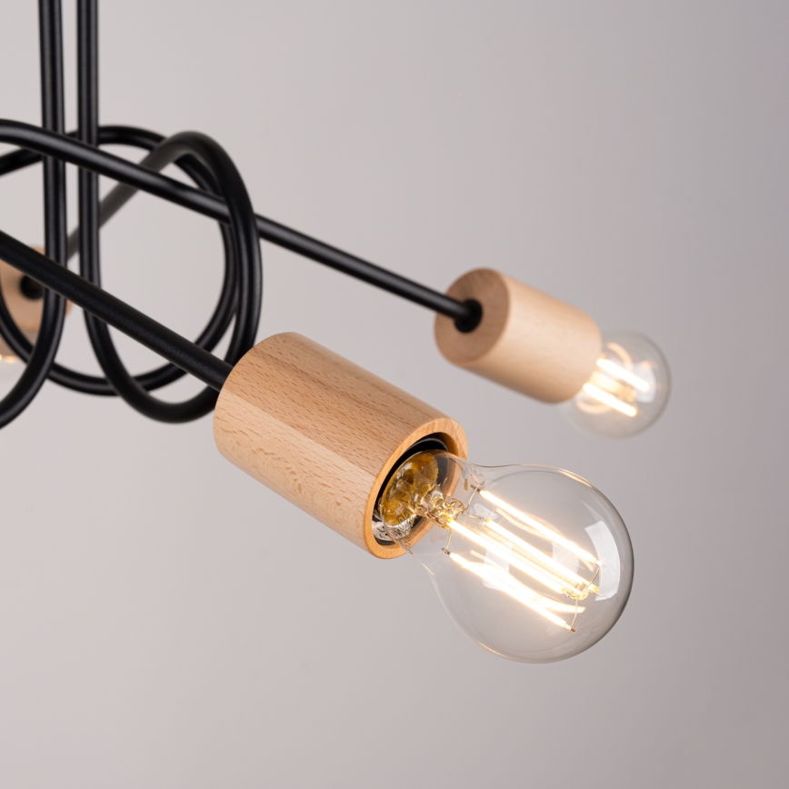 Virsapmetuma lustra EMBER 5xE27/15W/230V melna/bēša/dižskābardis