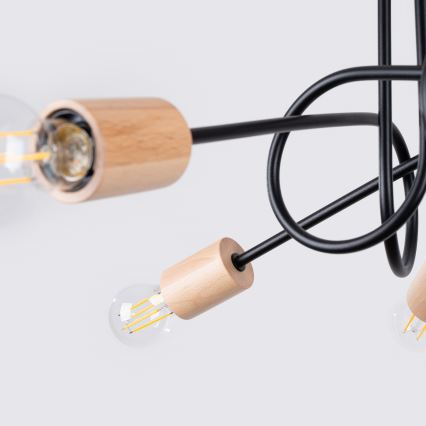 Virsapmetuma lustra EMBER 5xE27/15W/230V melna/bēša/dižskābardis