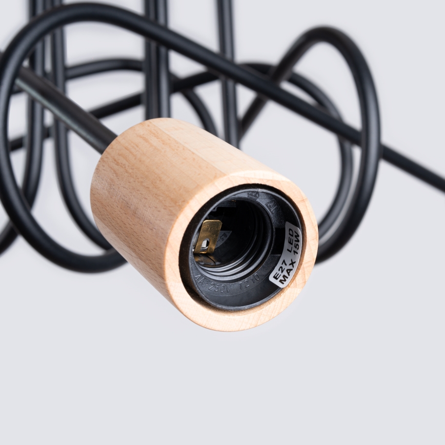 Virsapmetuma lustra EMBER 5xE27/15W/230V melna/bēša/dižskābardis