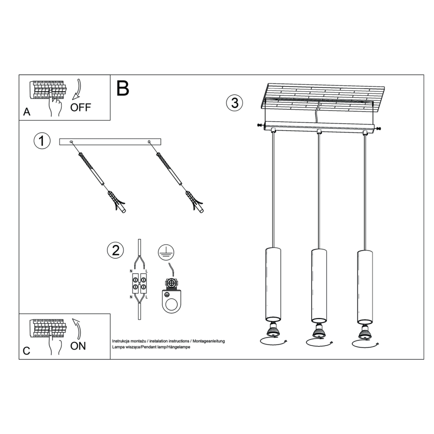 Lustra ar auklu LAGOS 3xGU10/10W/230V krēmkrāsa