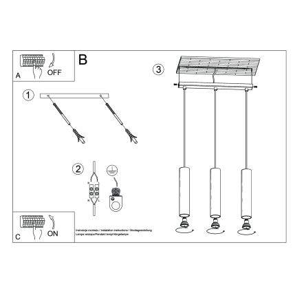Lustra ar auklu LAGOS 3xGU10/10W/230V sarkana