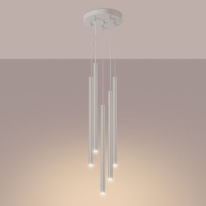 Lustra ar auklu PASTELO 5xG9/8W/230V krēmkrāsa