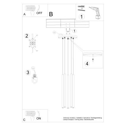 Lustra ar auklu PASTELO 5xG9/8W/230V krēmkrāsa