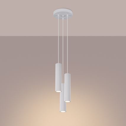 Lustra ar auklu KARBON 3xGU10/10W/230V balta