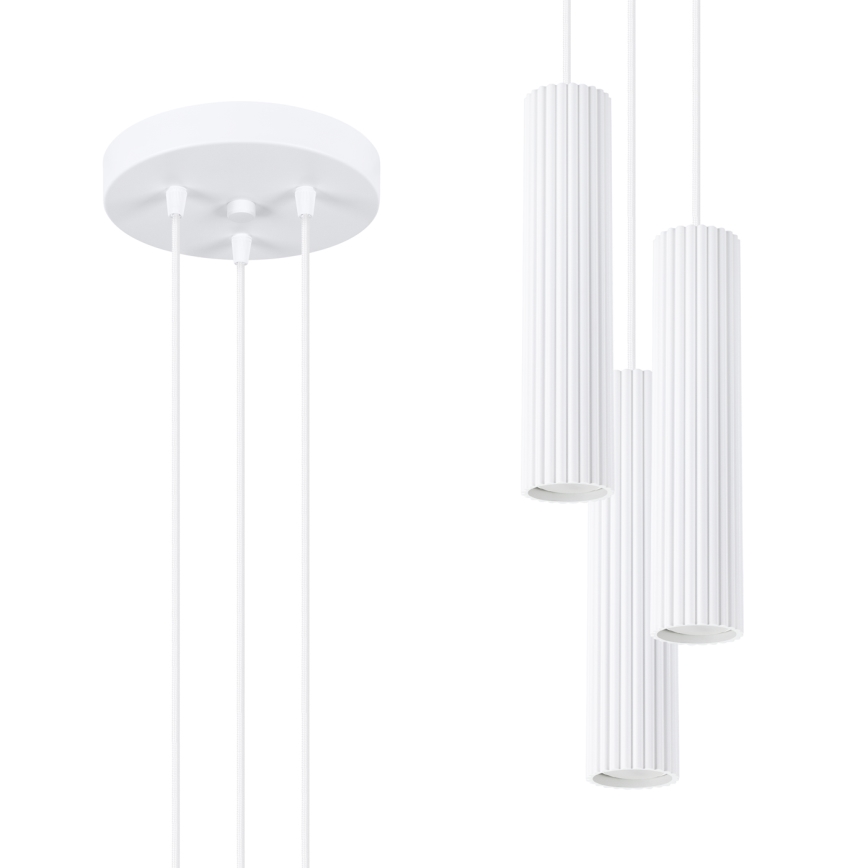 Lustra ar auklu KARBON 3xGU10/10W/230V balta