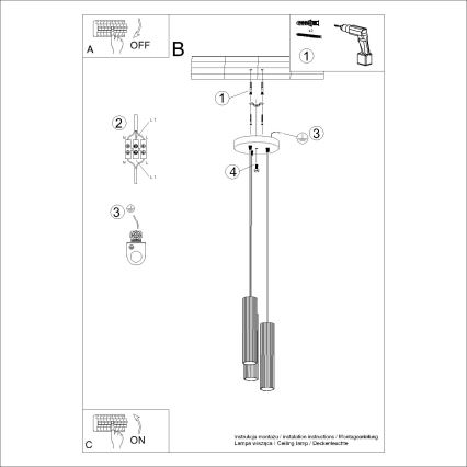 Lustra ar auklu KARBON 3xGU10/10W/230V balta