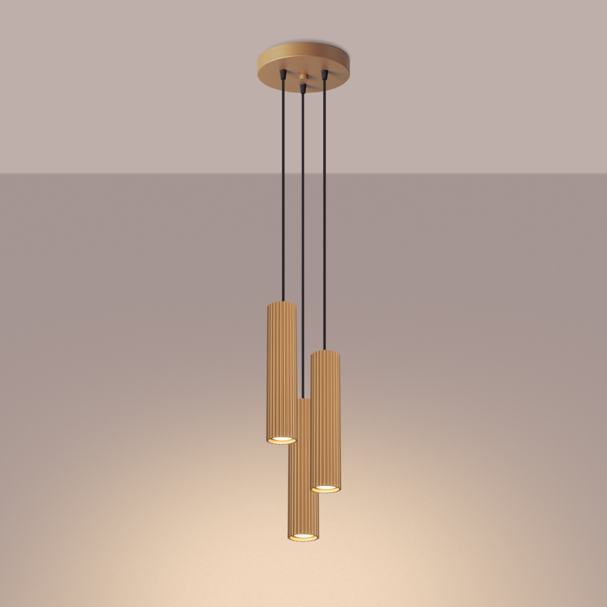 Lustra ar auklu KARBON 3xGU10/10W/230V zelta