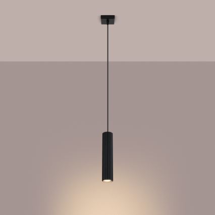 Lustra ar auklu KARBON 1xGU10/10W/230V melna