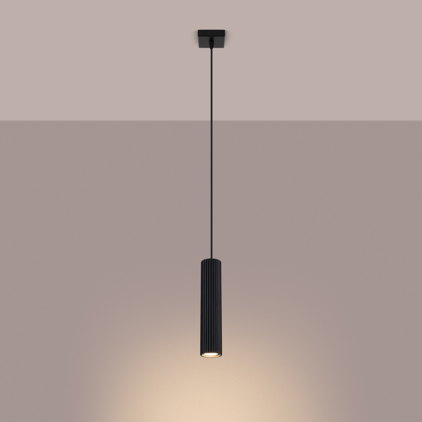 Lustra ar auklu KARBON 1xGU10/10W/230V melna
