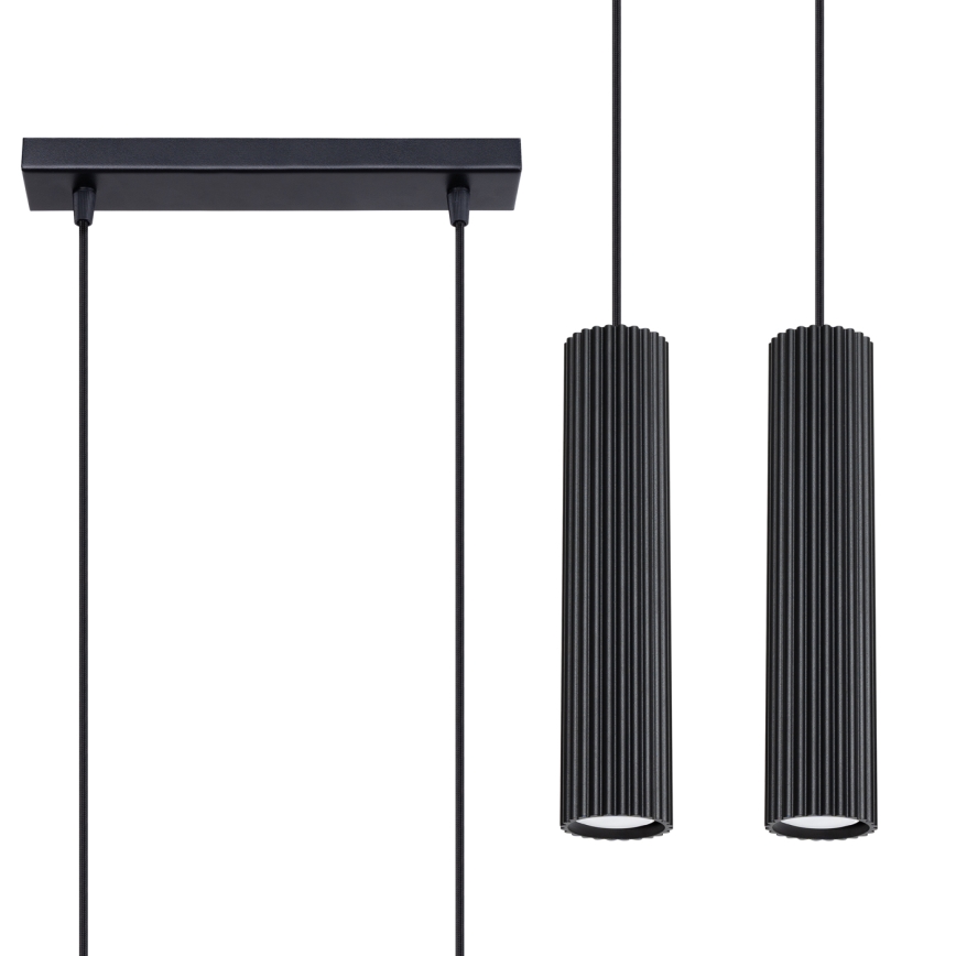 Lustra ar auklu KARBON 2xGU10/10W/230V melna