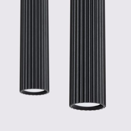 Lustra ar auklu KARBON 2xGU10/10W/230V melna