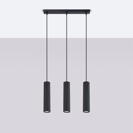 Lustra ar auklu KARBON 3xGU10/10W/230V melna
