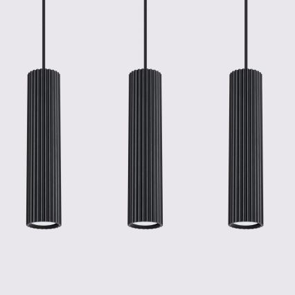 Lustra ar auklu KARBON 3xGU10/10W/230V melna