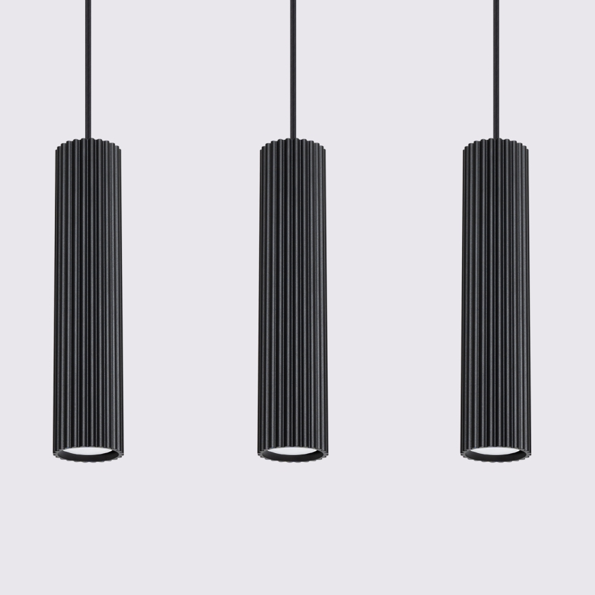 Lustra ar auklu KARBON 3xGU10/10W/230V melna