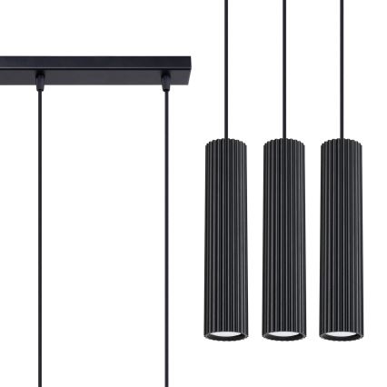 Lustra ar auklu KARBON 3xGU10/10W/230V melna