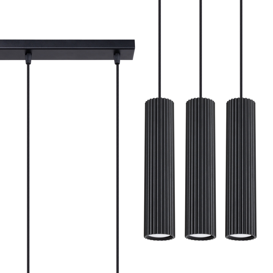 Lustra ar auklu KARBON 3xGU10/10W/230V melna