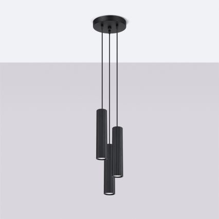 Lustra ar auklu KARBON 3xGU10/10W/230V melna