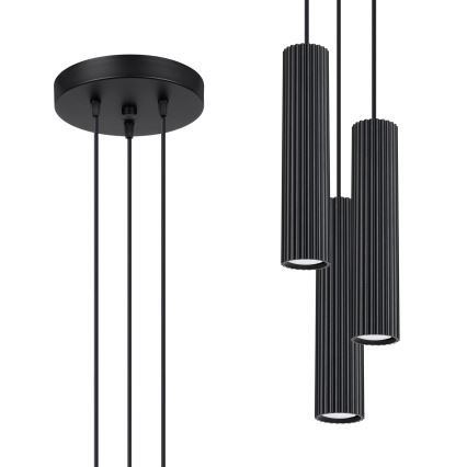 Lustra ar auklu KARBON 3xGU10/10W/230V melna