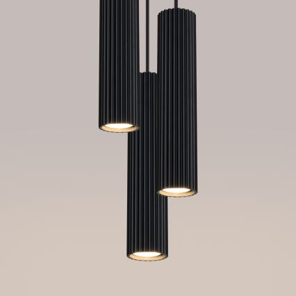 Lustra ar auklu KARBON 3xGU10/10W/230V melna